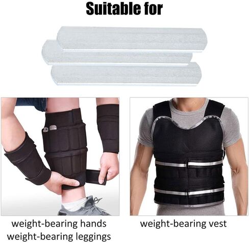 Weighted Vests Steels Plates：10 PCS Training Weight Long Steels Plate Weighted Loading Leg for Running Fitness Equipment (Silver 15X2.5X0.6CM) in Saudi Arabia