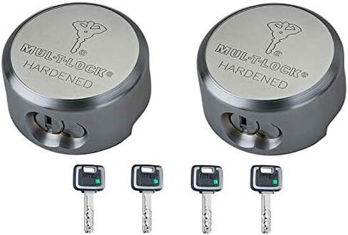2 Mul-t-lock MT5+ TR 100 "Hockey Puck Padlocks, Keyed Alike, 4 Keys Included in Saudi Arabia