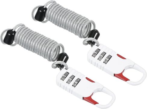 PATIKIL 2 Pack 3 Digit Combination Lock, Helmet Padlock Cable Lock Gym Locker Lock with 1.64Ft Flexible Security Steel Lock Wire for Bike Locker Travel Luggage, Pink in Saudi Arabia