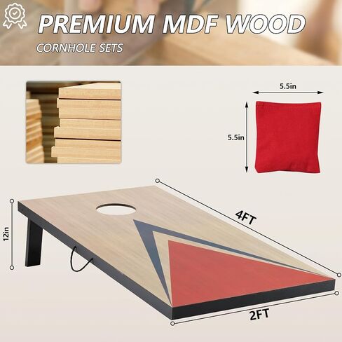 Cornhole مجموعات 4 × 2 قدم مع 8 أكياس الحجم حجم تنظيم ، ألعاب ثقب الذرة للبالغين في الهواء الطلق حقيبة الفول in Saudi Arabia