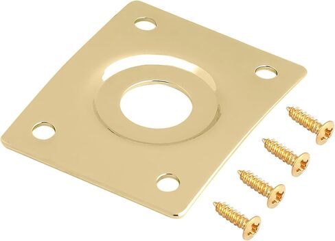 Holmer Guitar Jack Socket Plate Curved Recessed Rectangle Style Output Jack Plate Compatible with Les Paul LP Tele Style Electric Guitar or Bass Guitar Parts with Screws Gold. (HJ 005-GD) in Saudi Arabia
