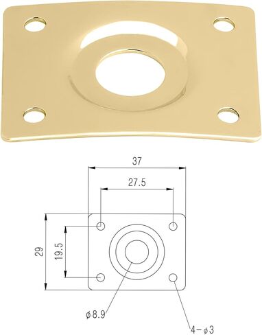 Holmer Guitar Jack Socket Plate Curved Recessed Rectangle Style Output Jack Plate Compatible with Les Paul LP Tele Style Electric Guitar or Bass Guitar Parts with Screws Gold. (HJ 005-GD) in Saudi Arabia