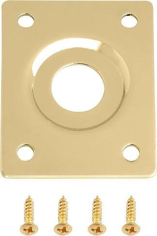 Holmer Guitar Jack Socket Plate Curved Recessed Rectangle Style Output Jack Plate Compatible with Les Paul LP Tele Style Electric Guitar or Bass Guitar Parts with Screws Gold. (HJ 005-GD) in Saudi Arabia