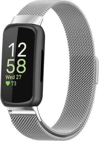 ل Fitbit Inspire 3 نطاقات نساء الرجال ، حلقة معادن معدنية من الفولاذ المقاوم للصدأ ، أحزمة استبدال معصم مغناطيسي قابلة للتعديل متوافقة مع Fitbit Inspire 3 Tracker in Kuwait