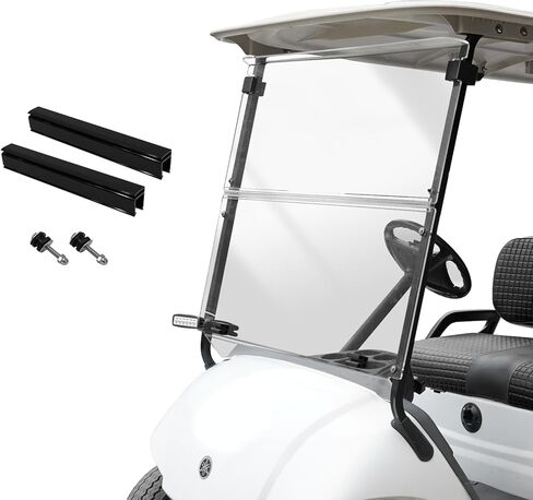 غولف عربة الزجاج الأمامي لـ Yamaha G29/Drive 2007-2016 طرازات الغاز والكهرباء ، 5 ملم قابلة للطي ، واضحة شفافة للغاية ومقاومة للأثر in Kuwait