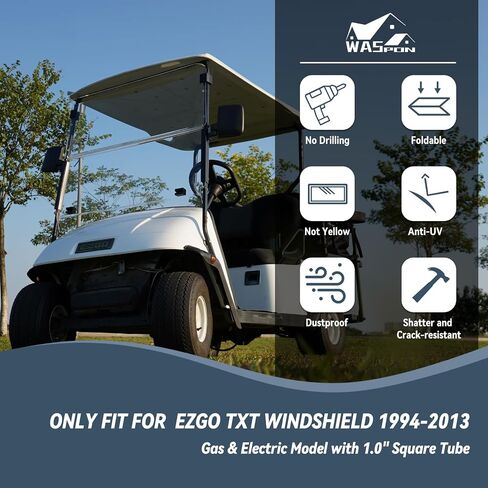 Golf Cart Windshield for YAMAHA G29/Drive 2007-2016 Gas & Electric Models, 5MM Thicken Foldable, Clear Highly Transparent and Impact Resistant Acrylic in Kuwait