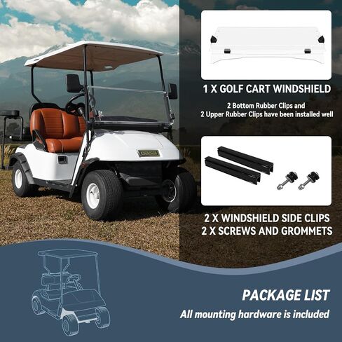 Golf Cart Windshield for YAMAHA G29/Drive 2007-2016 Gas & Electric Models, 5MM Thicken Foldable, Clear Highly Transparent and Impact Resistant Acrylic in Kuwait