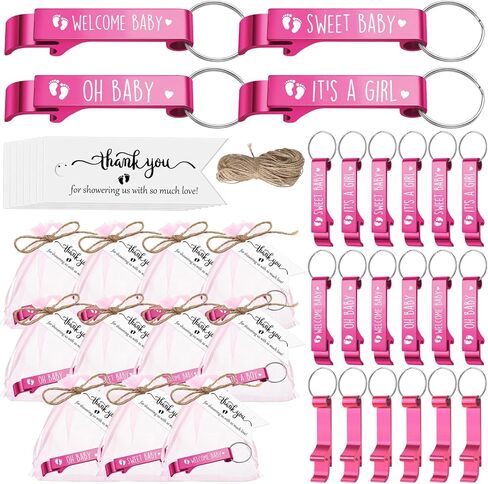 Maxcheck 50 مجموعات الحفلات استحمام الطفل لضيفات زجاجة Baby Bottle Sweet Welcome Help Baby Keychains شكرًا لك على حقائب العلامات على جنس استحمام الطفل الكشف عن الحفلات ، 4 أنماط (أزرق) in Kuwait