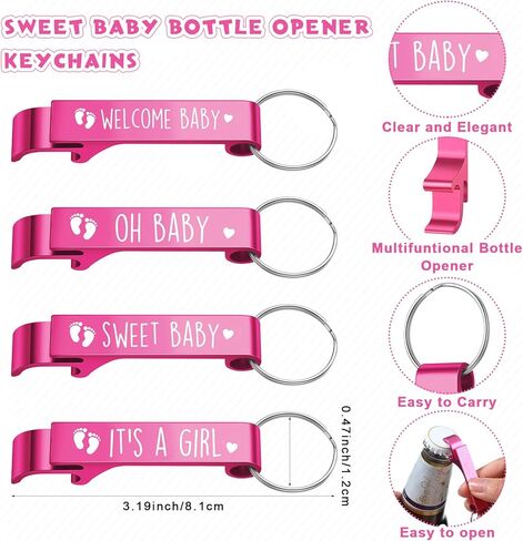 Maxcheck 50 مجموعات الحفلات استحمام الطفل لضيفات زجاجة Baby Bottle Sweet Welcome Help Baby Keychains شكرًا لك على حقائب العلامات على جنس استحمام الطفل الكشف عن الحفلات ، 4 أنماط (أزرق) in Kuwait