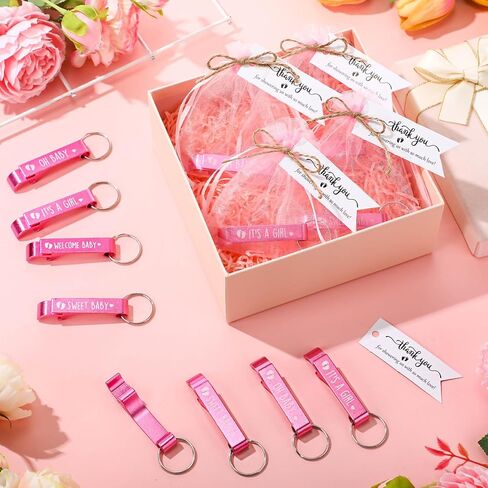 Maxcheck 50 مجموعات الحفلات استحمام الطفل لضيفات زجاجة Baby Bottle Sweet Welcome Help Baby Keychains شكرًا لك على حقائب العلامات على جنس استحمام الطفل الكشف عن الحفلات ، 4 أنماط (أزرق) in Kuwait