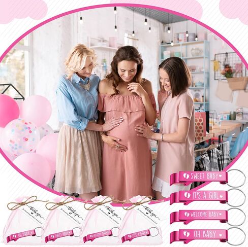 Maxcheck 50 مجموعات الحفلات استحمام الطفل لضيفات زجاجة Baby Bottle Sweet Welcome Help Baby Keychains شكرًا لك على حقائب العلامات على جنس استحمام الطفل الكشف عن الحفلات ، 4 أنماط (أزرق) in Kuwait