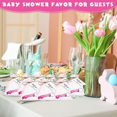 Maxcheck 50 مجموعات الحفلات استحمام الطفل لضيفات زجاجة Baby Bottle Sweet Welcome Help Baby Keychains شكرًا لك على حقائب العلامات على جنس استحمام الطفل الكشف عن الحفلات ، 4 أنماط (أزرق) in Kuwait