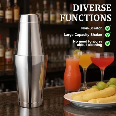 Giantree 6 Pcs Cocktail Shakers, Professional Boston Bar Shaker Set, Stainless Steel Cocktail Shaker Set for Bartenders, Essential Bar Tools Shakers Bartending, 20 Oz, 24 oz in Saudi Arabia
