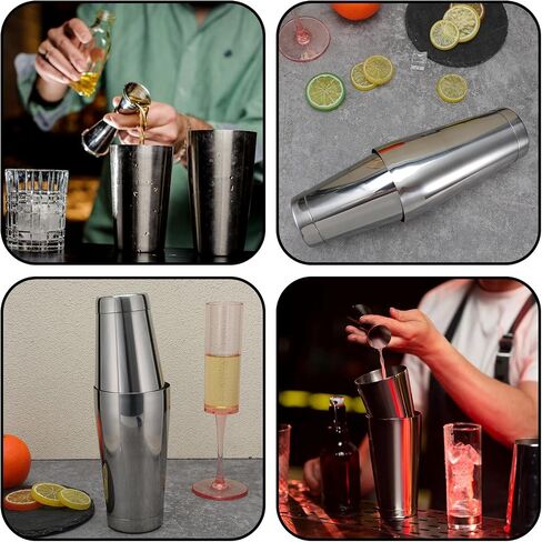 Giantree 6 Pcs Cocktail Shakers, Professional Boston Bar Shaker Set, Stainless Steel Cocktail Shaker Set for Bartenders, Essential Bar Tools Shakers Bartending, 20 Oz, 24 oz in Saudi Arabia