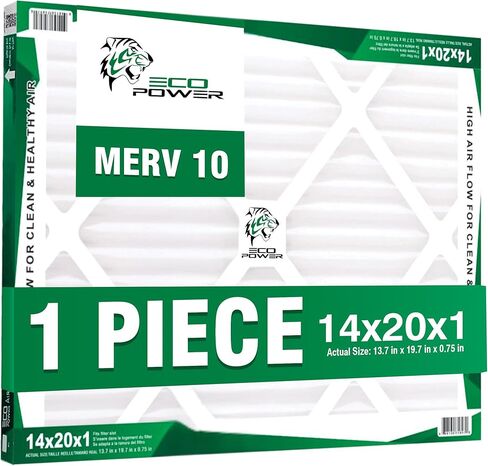 ECO POWER 14x20x1 Air Filter MERV 10, Pleated HVAC AC Furnace Air Filters Replacement (Actual Size: 13.6 x 19.6 x 0.75 Inches), SB5938 (1) in Kuwait
