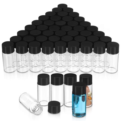 50pcs 10 مل قوارير زجاجية صافية مع أغطية المسمار: تسرب زجاجة عينة سائل صغير- عينة قوارير لمختبر الكيمياء DIY in Kuwait