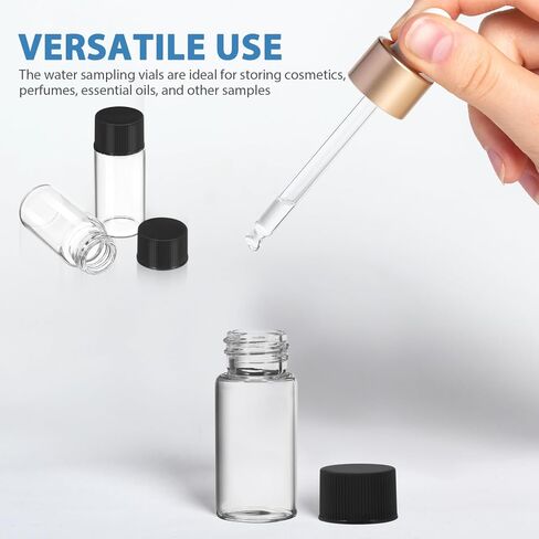 50pcs 10 مل قوارير زجاجية صافية مع أغطية المسمار: تسرب زجاجة عينة سائل صغير- عينة قوارير لمختبر الكيمياء DIY in Kuwait