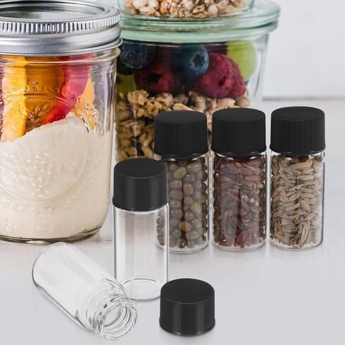 50pcs 10 مل قوارير زجاجية صافية مع أغطية المسمار: تسرب زجاجة عينة سائل صغير- عينة قوارير لمختبر الكيمياء DIY in Kuwait