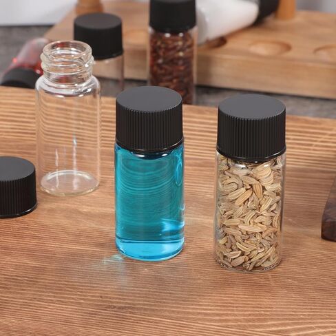 50pcs 10 مل قوارير زجاجية صافية مع أغطية المسمار: تسرب زجاجة عينة سائل صغير- عينة قوارير لمختبر الكيمياء DIY in Kuwait