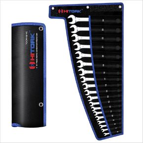 HITORK 32 Piece Wrench Set SAE & Metric 20 Standard & 12 Stubby Combination Wrenches Cr-V Steel 12-Point Mirror Finish 15° Offset with Organizer Tray Ideal for Auto & Home Repair in Saudi Arabia