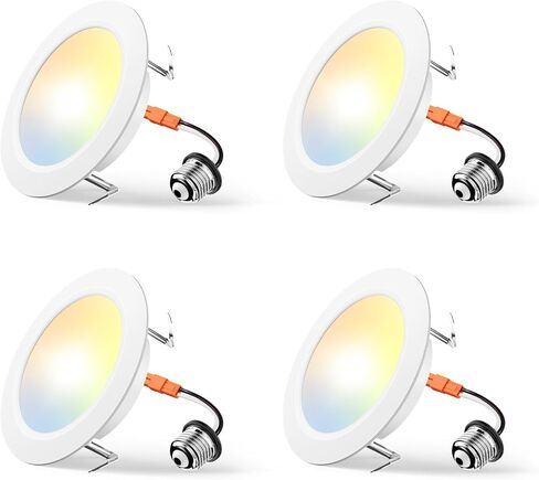 إضاءة Amico راحة 5/6 بوصة ، 4 حزمة 5CCT LED CAN مسطحة المصابيح ، 2700K/3000K/4000K/5000K/6000K قابلة للاختيار ، 12W EQV 120W ، 1050LM سطوع ، تثبيت التحديثية - ETL & FCC in Kuwait