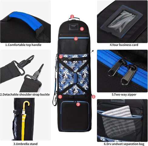 Golf Travel Bag for Airlines with Wheels, Shoes Compartment and Lockable Zipper, Soft-Sided Golf Club Travel Cover to Protect Culbs, Wear-Resistant Waterproof 900D Polyester Oxford in Saudi Arabia