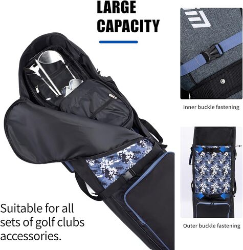 Golf Travel Bag for Airlines with Wheels, Shoes Compartment and Lockable Zipper, Soft-Sided Golf Club Travel Cover to Protect Culbs, Wear-Resistant Waterproof 900D Polyester Oxford in Saudi Arabia