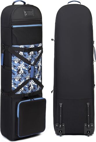 Golf Travel Bag for Airlines with Wheels, Shoes Compartment and Lockable Zipper, Soft-Sided Golf Club Travel Cover to Protect Culbs, Wear-Resistant Waterproof 900D Polyester Oxford in Saudi Arabia