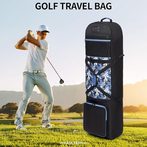 Golf Travel Bag for Airlines with Wheels, Shoes Compartment and Lockable Zipper, Soft-Sided Golf Club Travel Cover to Protect Culbs, Wear-Resistant Waterproof 900D Polyester Oxford in Saudi Arabia