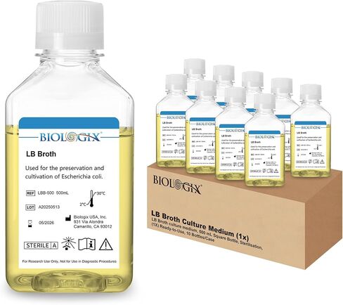 LB مرق الثقافة المتوسطة ، زجاجة مربعة 500 مل ، تعقيم ، (1x) مرق LB جاهز للاستخدام ، لاستخدام المختبر ، 500 مل/ زجاجة in Kuwait