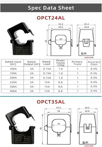 المحول الحالي Core Current 5A 0.5 فئة OPCT24AL -100/5 150/5A 200/5 250/5 400A/5A AC CT CROP CROP (300A - 5A) in Kuwait