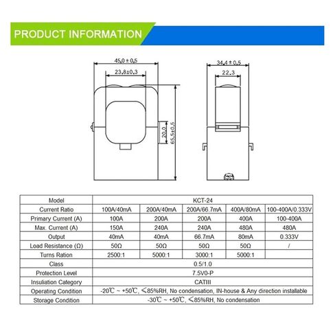 تقسيم Core Current Transform Mini Transformer KCT-24 Current Sensor (300A ، 1V) in Kuwait