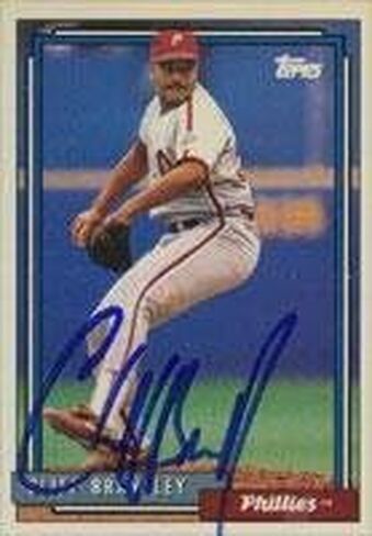 كليف برانتلي فيلادلفيا فيليز 1992 Topps بطاقة موقعة. يأتي هذا العنصر مع شهادة أصالة من رياضة السيارات. موقعة - MLB بطاقات البيسبول موقعة in Saudi Arabia