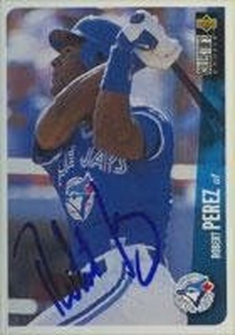 Robert Perez Toronto Jays 1996 Upper Deck Collector's Choice Autographed Card. This item comes with a certificate of authenticity from Autograph-Sports. Autographed - MLB Autographed Baseball Cards in Saudi Arabia