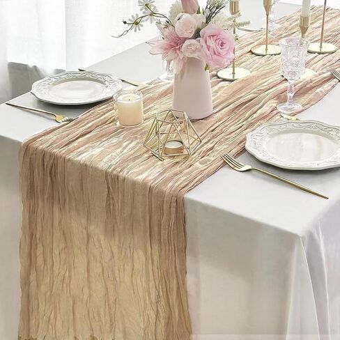 16 Pack Terracotta Cheesecloth Table Runner 20 x 120 inch Rustic Gauze Table Runner 10FT Sheer Boho Fabric Cheese Cloth Table Runner for Wedding Party Baby Bridal Shower in Saudi Arabia