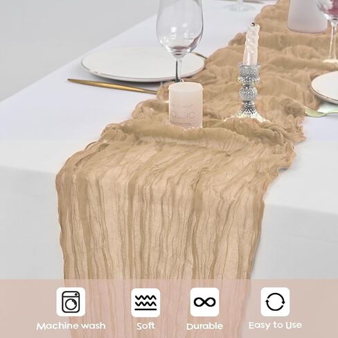 16 Pack Terracotta Cheesecloth Table Runner 20 x 120 inch Rustic Gauze Table Runner 10FT Sheer Boho Fabric Cheese Cloth Table Runner for Wedding Party Baby Bridal Shower in Saudi Arabia