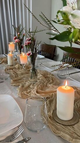 16 Pack Terracotta Cheesecloth Table Runner 20 x 120 inch Rustic Gauze Table Runner 10FT Sheer Boho Fabric Cheese Cloth Table Runner for Wedding Party Baby Bridal Shower in Saudi Arabia