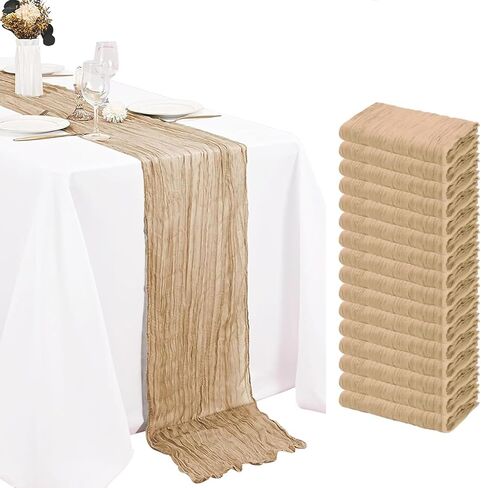 16 Pack Terracotta Cheesecloth Table Runner 20 x 120 inch Rustic Gauze Table Runner 10FT Sheer Boho Fabric Cheese Cloth Table Runner for Wedding Party Baby Bridal Shower in Saudi Arabia