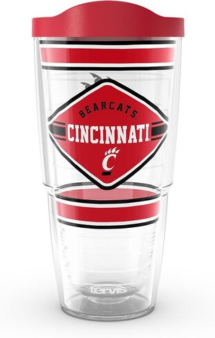 Tervis Cincinnati Bearcats - First String Made in USA Double Walled Insulated Tumbler Travel Cup Keeps Drinks Cold & Hot, 24oz, Classic in Saudi Arabia