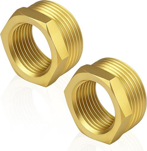 2pcs 1 Inch to 3/4 Inch NPT Female Reducer Hex Bushing, Brass Reducing Hex Bushing Heavy Duty Threaded Pipe Fitting Adapter for Plumbing Gas Hydraulic Systems in Saudi Arabia