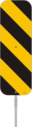 Object Marker Sign Black Yellow Vertical Panel 18" x 6" With 35" Long Metal Stakes for Traffic Road Warning Outdoor Barricade Construction Caution With Stand Aluminum Outdoor Use Yard Business in Kuwait