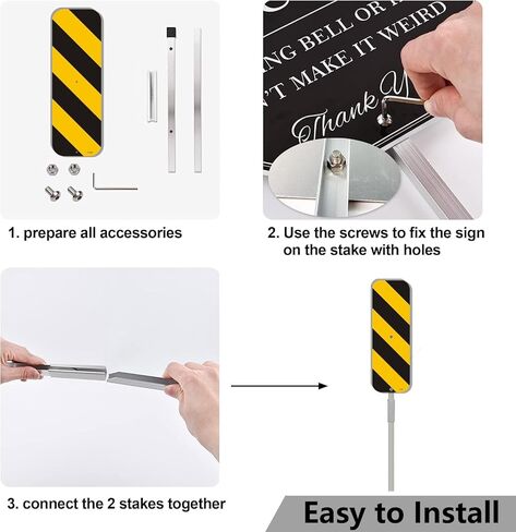 Object Marker Sign Black Yellow Vertical Panel 18" x 6" With 35" Long Metal Stakes for Traffic Road Warning Outdoor Barricade Construction Caution With Stand Aluminum Outdoor Use Yard Business in Kuwait