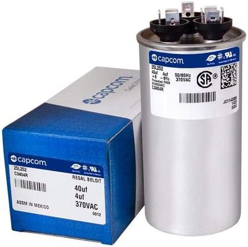 Lennox PartsPlus - 40 + 4 uF MFD x 370 VAC Genteq Replacement Dual Capacitor Round # C3404R / 25L252 in Saudi Arabia