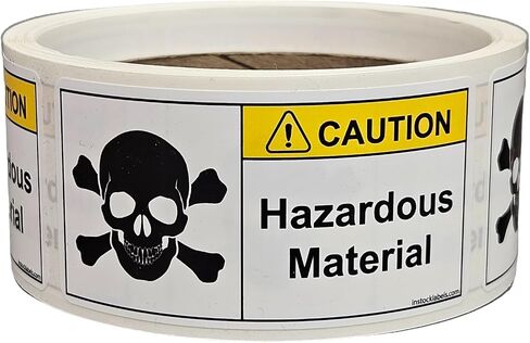 Hazardous Material Toxic Chemical Warning Stickers with Strong Permanent Adhesive, 1.5 x 3 Inch, 100-Roll, Weatherproof Lamination, Maximize Safety and Awareness in Saudi Arabia