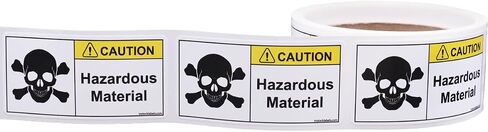 Hazardous Material Toxic Chemical Warning Stickers with Strong Permanent Adhesive, 1.5 x 3 Inch, 100-Roll, Weatherproof Lamination, Maximize Safety and Awareness in Saudi Arabia