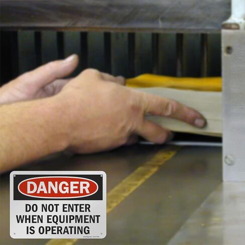 SmartSign "Danger - Do Not Enter When Equipment Is Operating" Sign | 7" x 10" Aluminum in Saudi Arabia