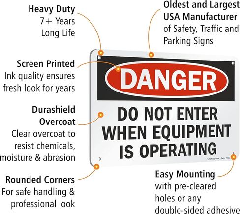 SmartSign "Danger - Do Not Enter When Equipment Is Operating" Sign | 7" x 10" Aluminum in Saudi Arabia