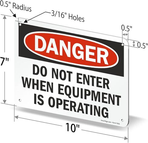 SmartSign "Danger - Do Not Enter When Equipment Is Operating" Sign | 7" x 10" Aluminum in Saudi Arabia