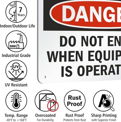 SmartSign "Danger - Do Not Enter When Equipment Is Operating" Sign | 7" x 10" Aluminum in Saudi Arabia