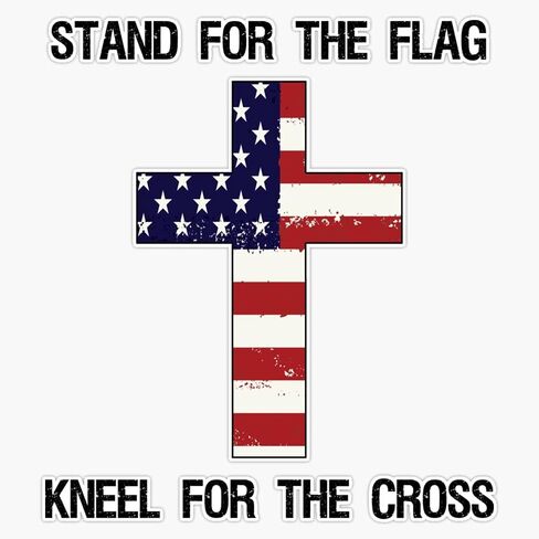 Hof Trading Stand for the flag ، Kneel for the Cross - USA Finyl Sticker Finyl Dateproof Decal Wall Captop Window Sticker 5 " in Saudi Arabia